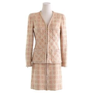 CHANEL 1995 Barbie Runway Tweed Sequin Zip Skirt Suit - XS - Pink